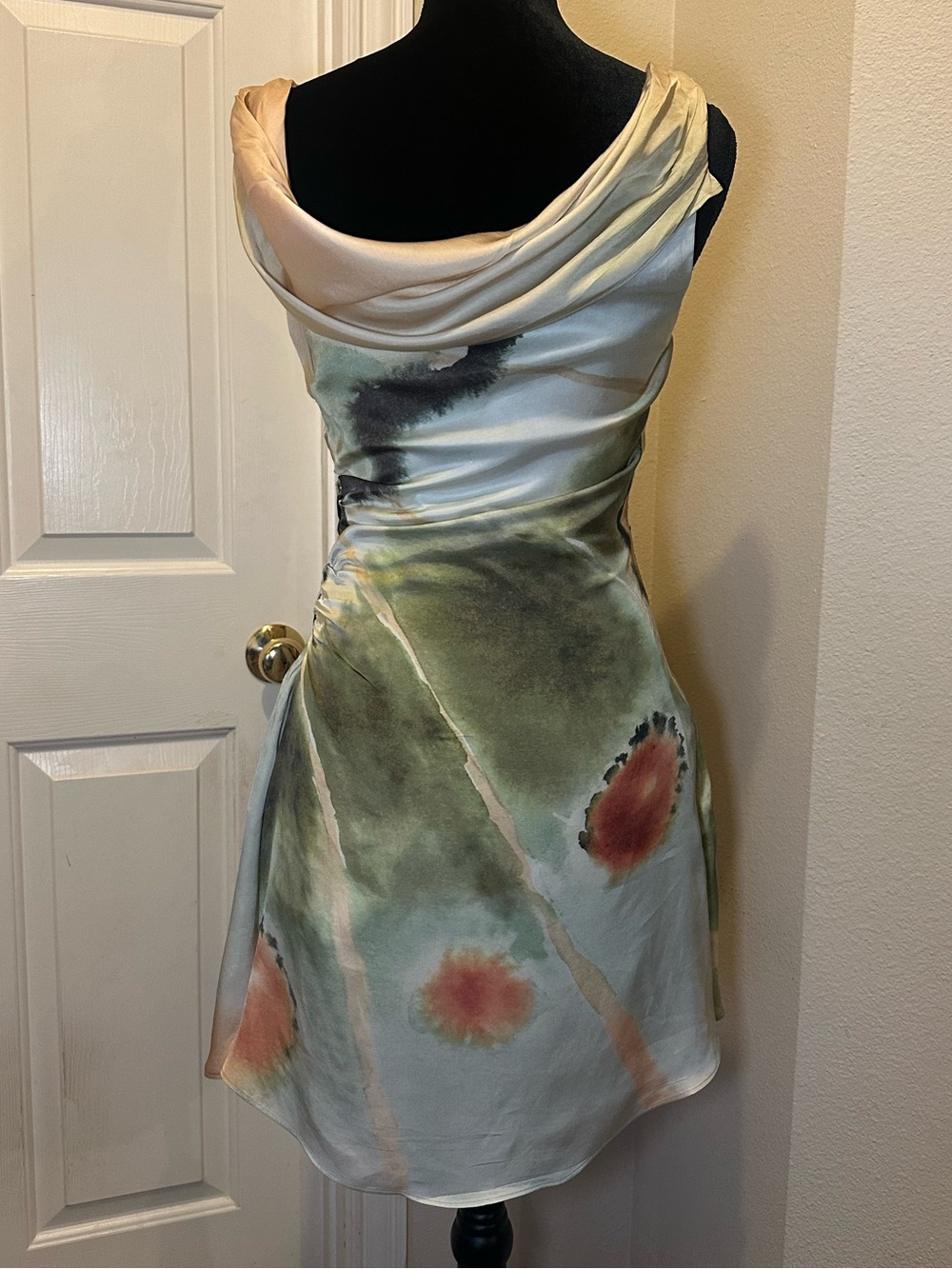 AMUR Elowen Print Mini Dress Size 2 One Shoulder Wedding Guest Watercolor - Picture 4 of 14